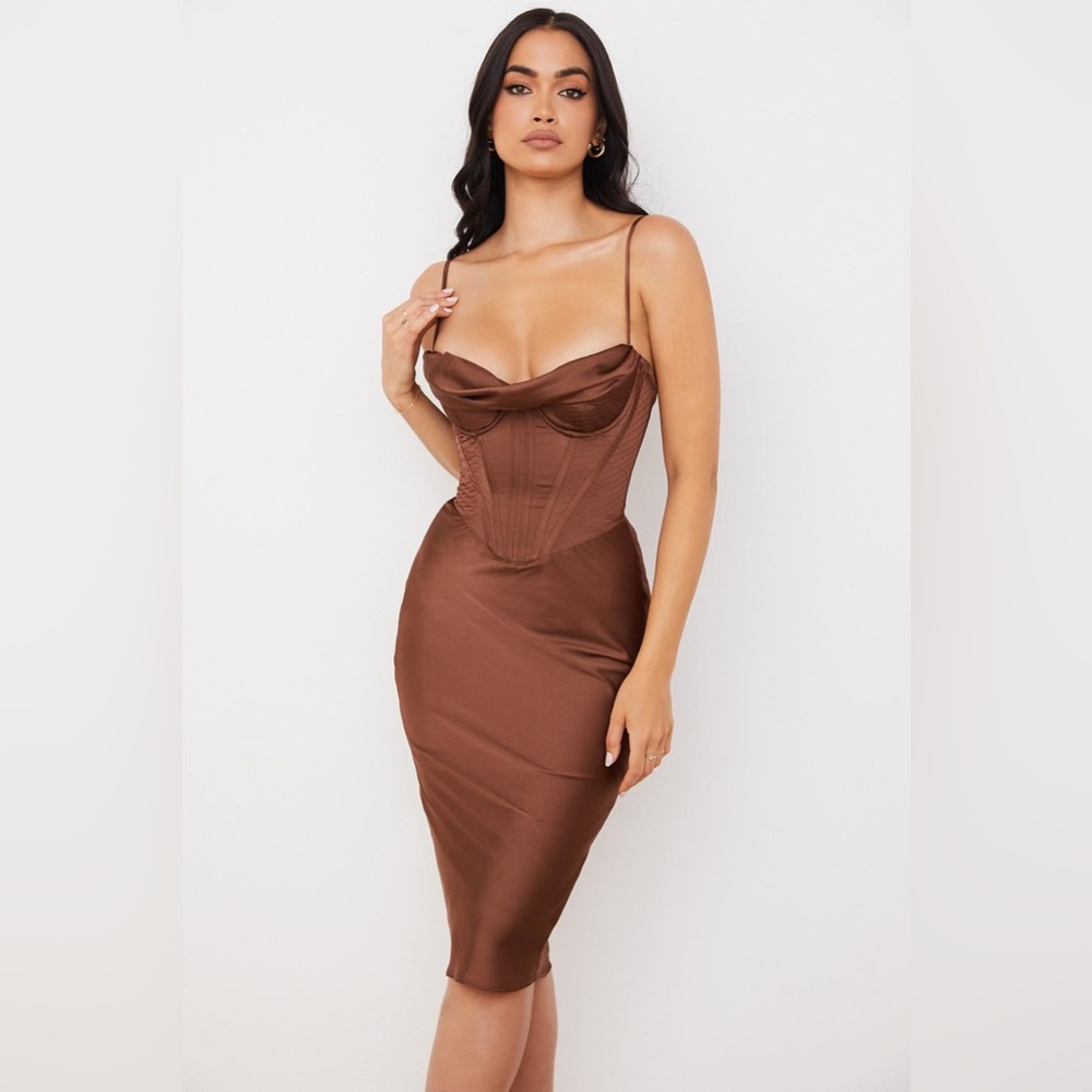 House of CB Myrna dress in brown L+